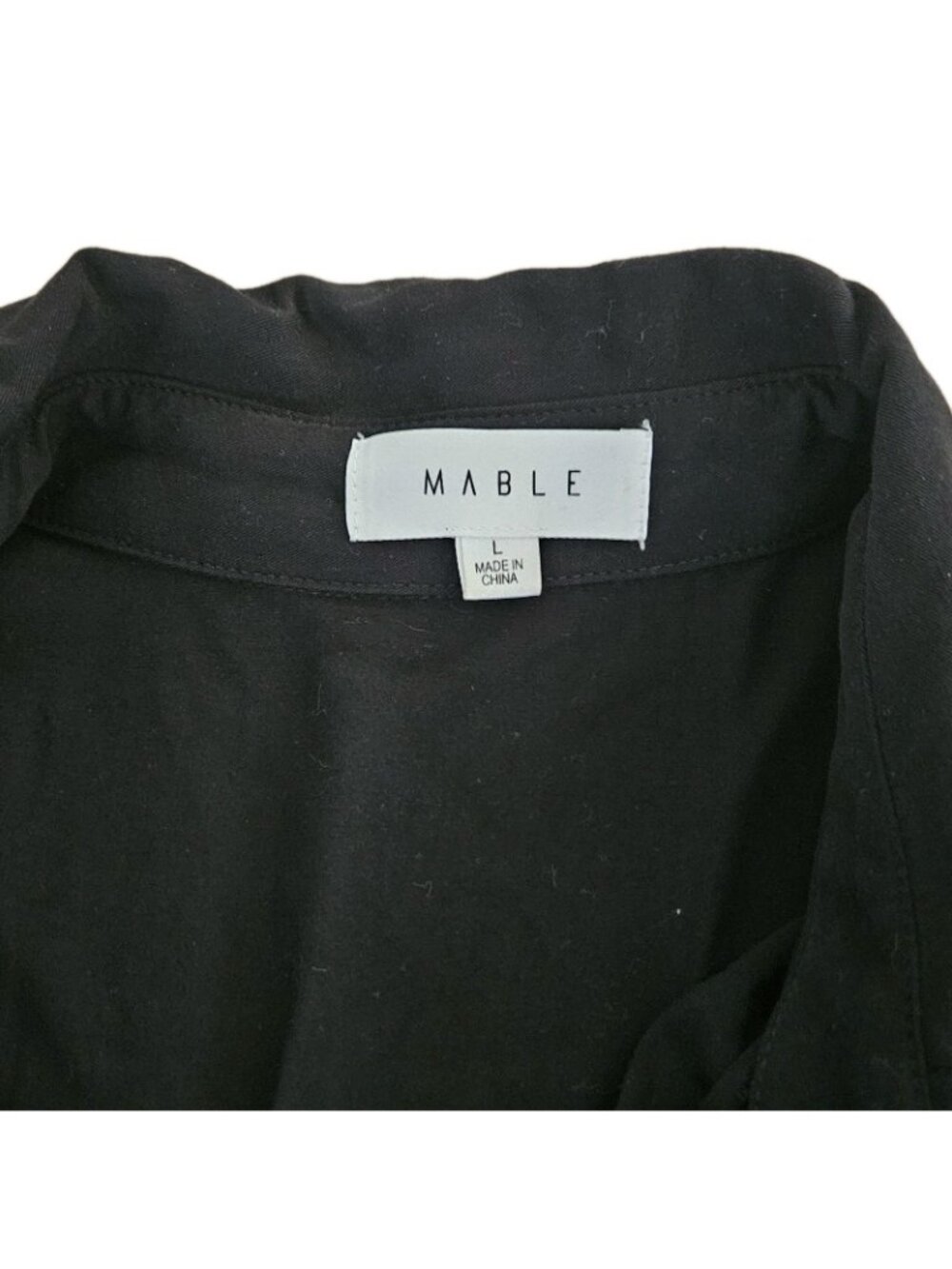 Mable Gwen Black Tencel Button Down Collared Midi Shirt Dress Womens Large - Picture 4 of 6